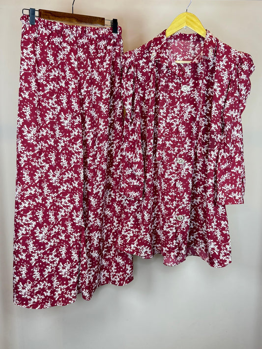MAROON FLORAL PRINT CO-ORD SET OR-110