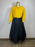 ELEGANT MUSTARD BLOUSE & BLACK SKIRT SET OR-118
